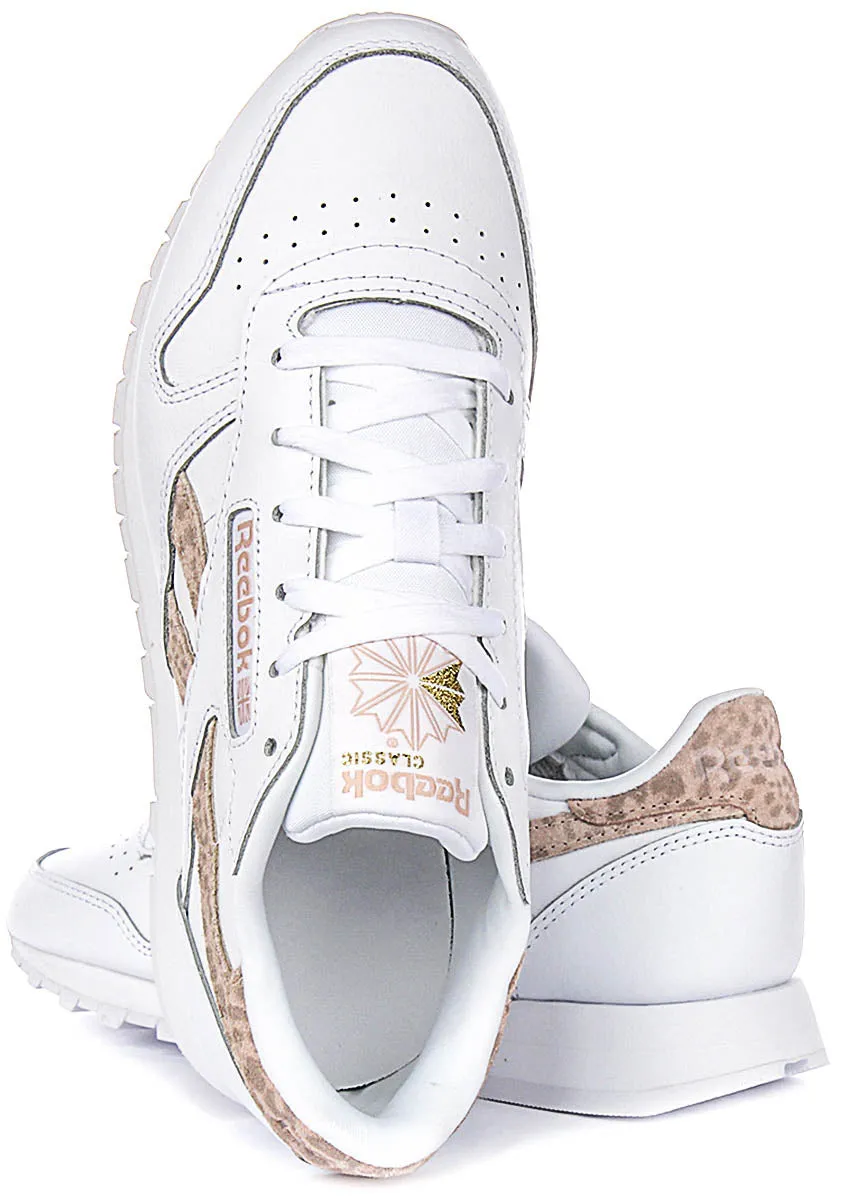 Reebok Classic Leather In White Leopard For Women All-Weather Fit