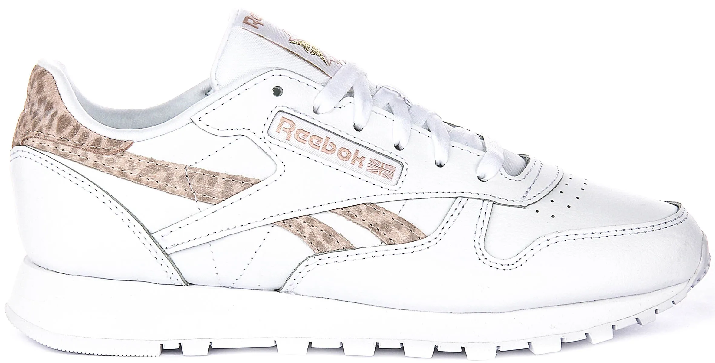 Reebok Classic Leather In White Leopard For Women All-Weather Fit