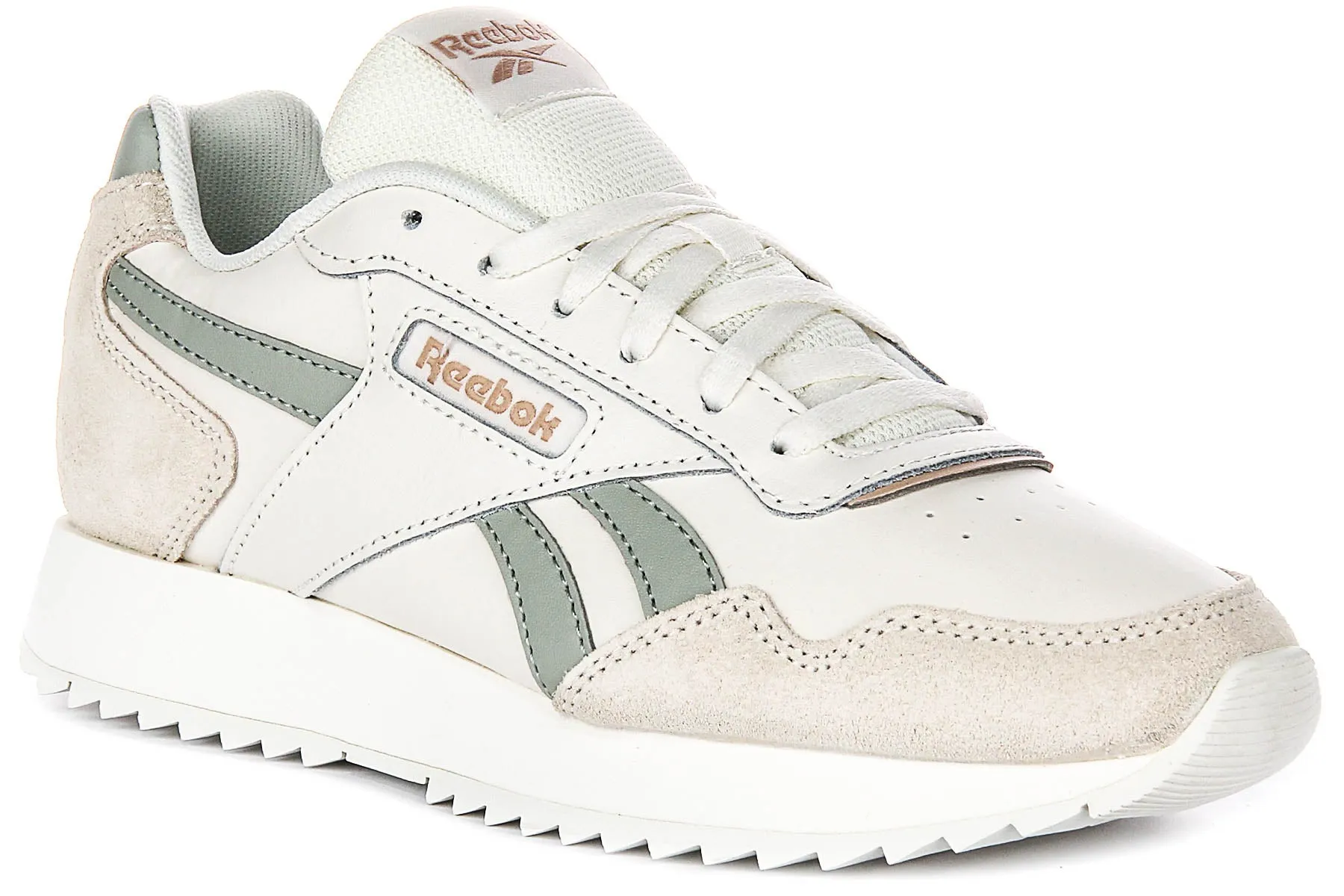 Reebok Glide Ripple In White Green For Women Knit Structure Functional Style