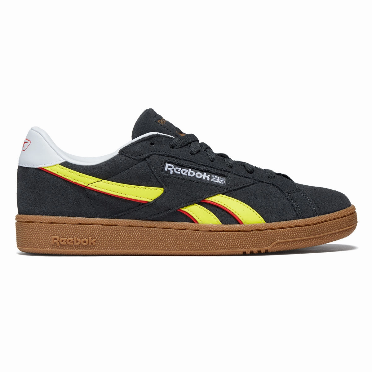 Reebok Club C Grounds UK Shoes - Black/Electric Yellow/Gum Balance - improving