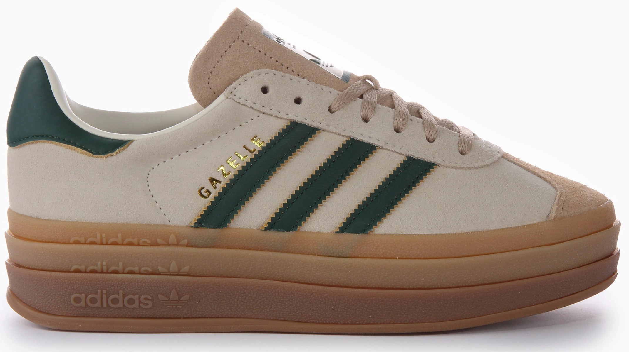 Reflective Stripes Adidas Gazelle In White Green For Women