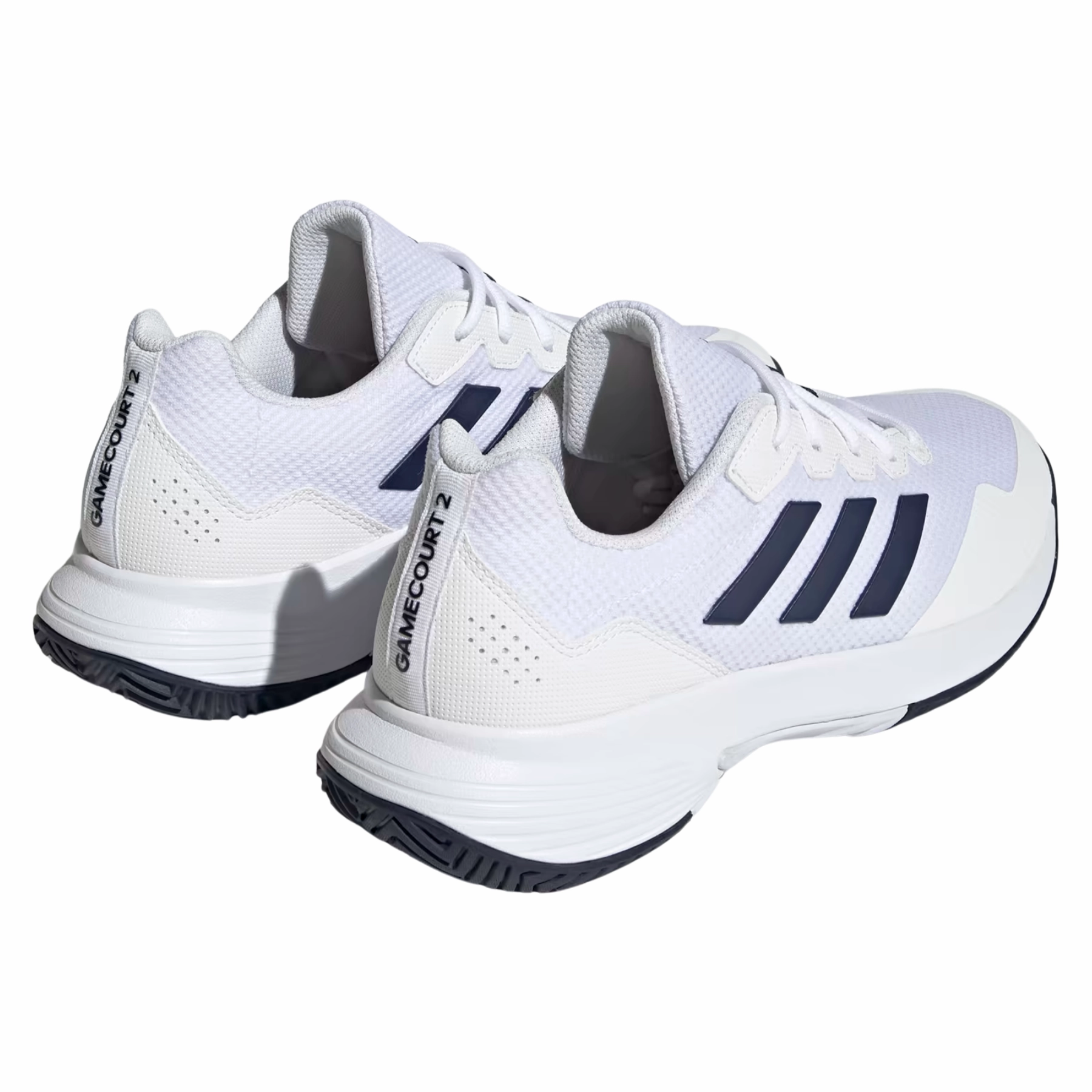 Reinforced heel Adidas Game Court 2.0 Mens Tennis Shoes - Cloud White / Team Navy Blue 2 / Cloud White