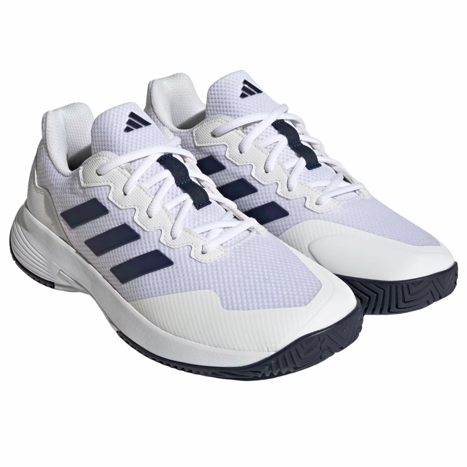Reinforced heel Adidas Game Court 2.0 Mens Tennis Shoes - Cloud White / Team Navy Blue 2 / Cloud White