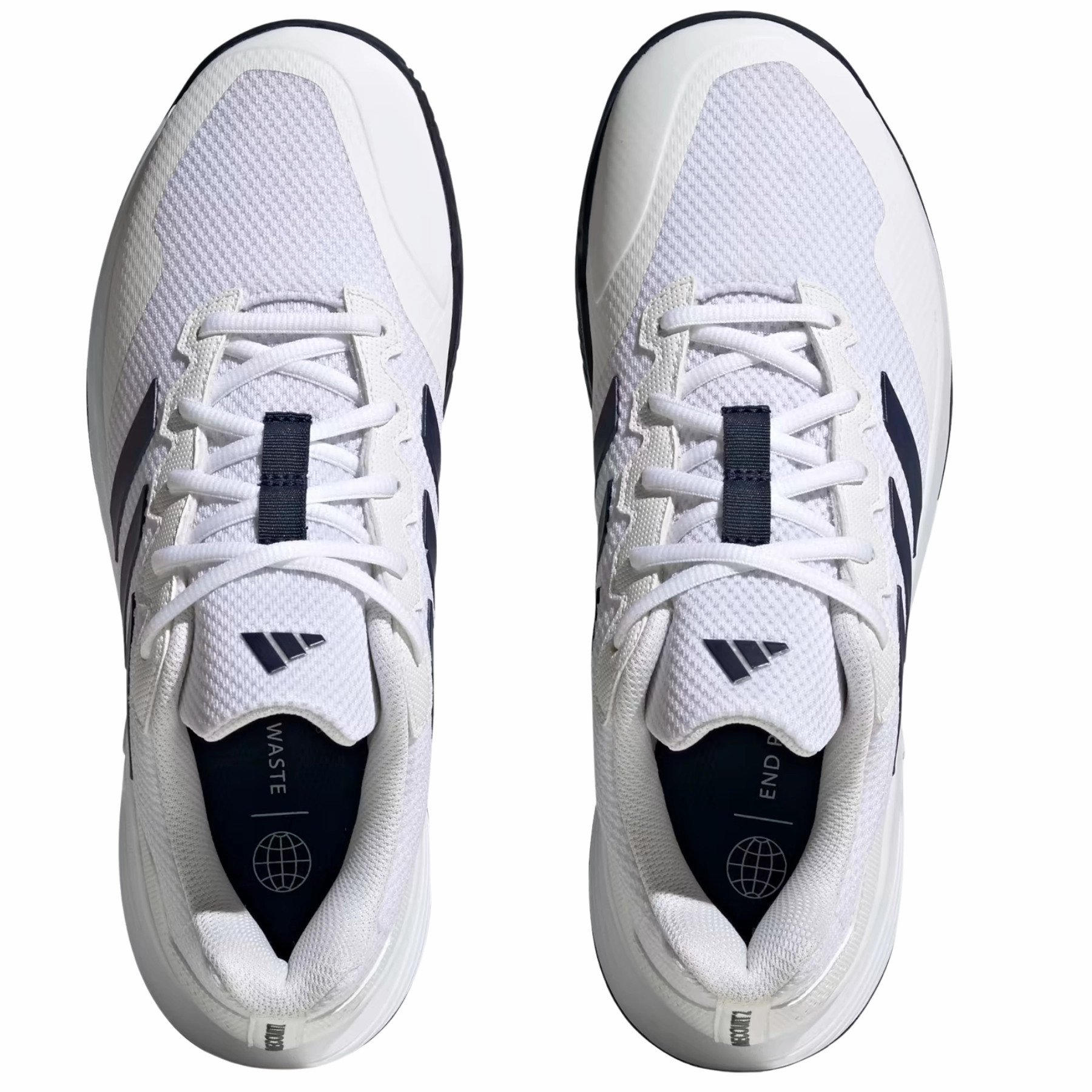 Reinforced heel Adidas Game Court 2.0 Mens Tennis Shoes - Cloud White / Team Navy Blue 2 / Cloud White