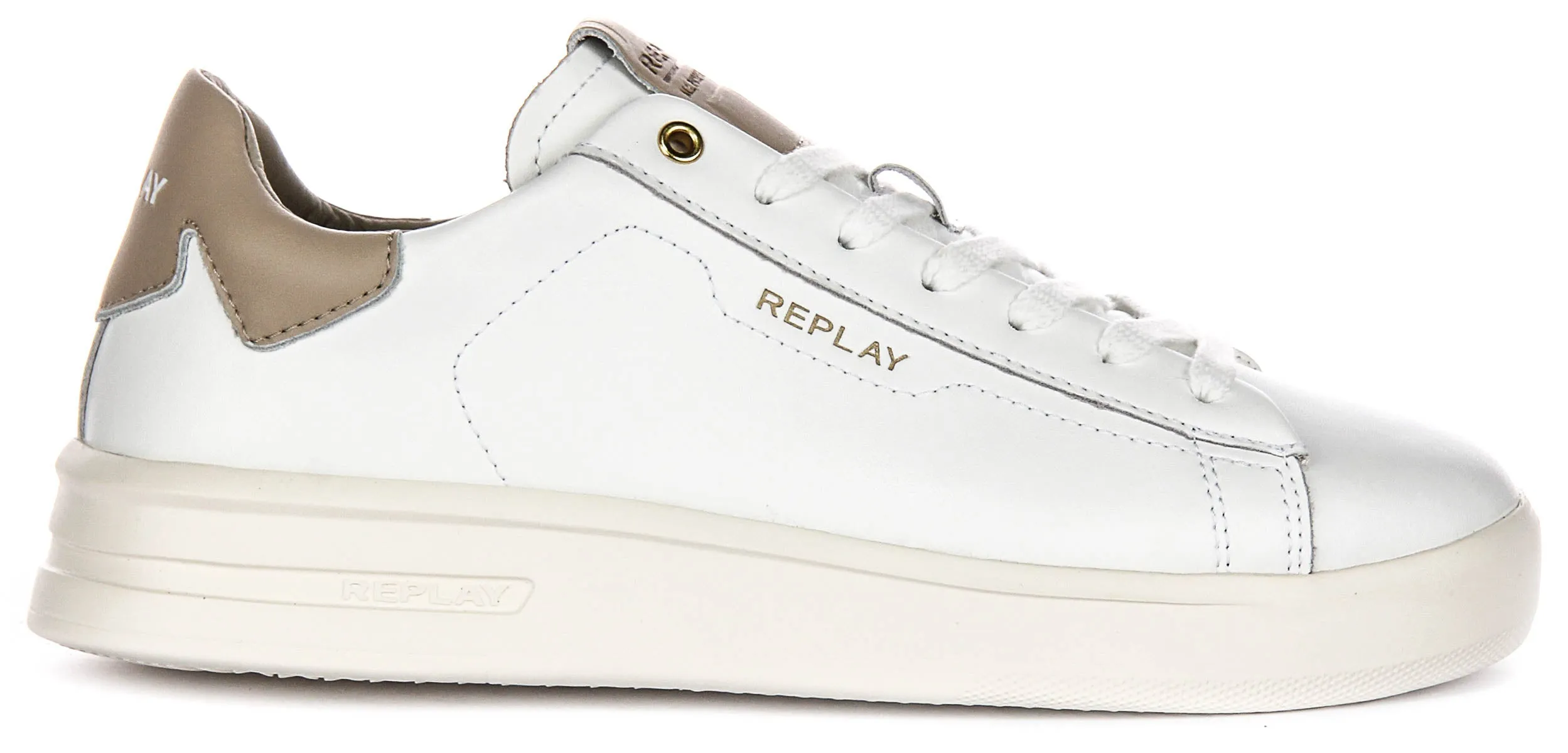 Replay University M Dt In White Beige For Men Natural Fit