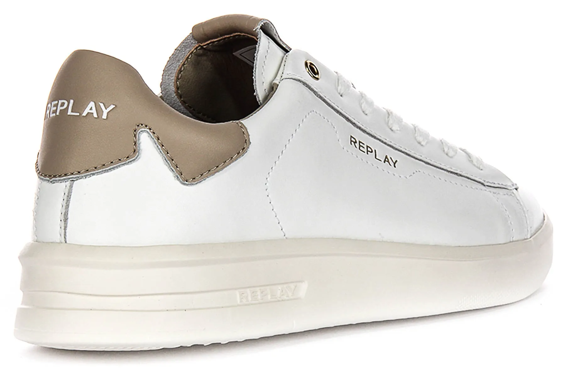 Replay University M Dt In White Beige For Men Natural Fit