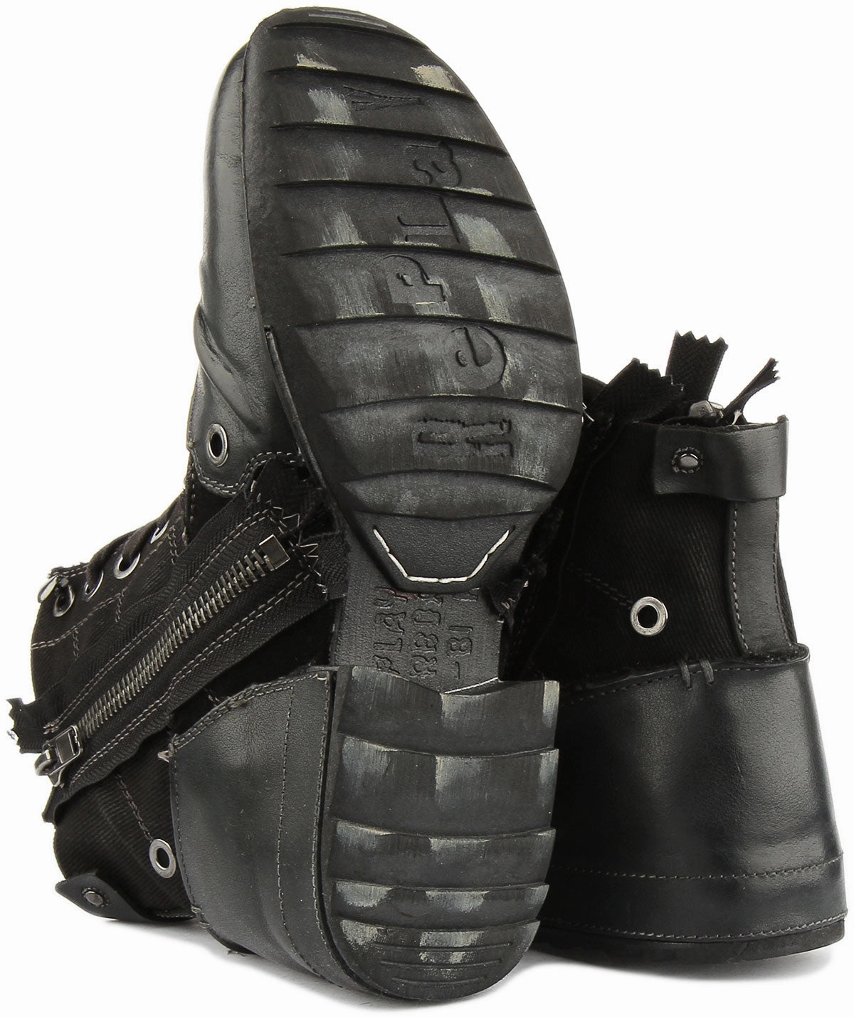 Replay Clutch Mens Biker Boot In Black Traction Grip