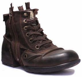 Eva Midsole Replay Clutch Mens Biker Boot In Dark Brown