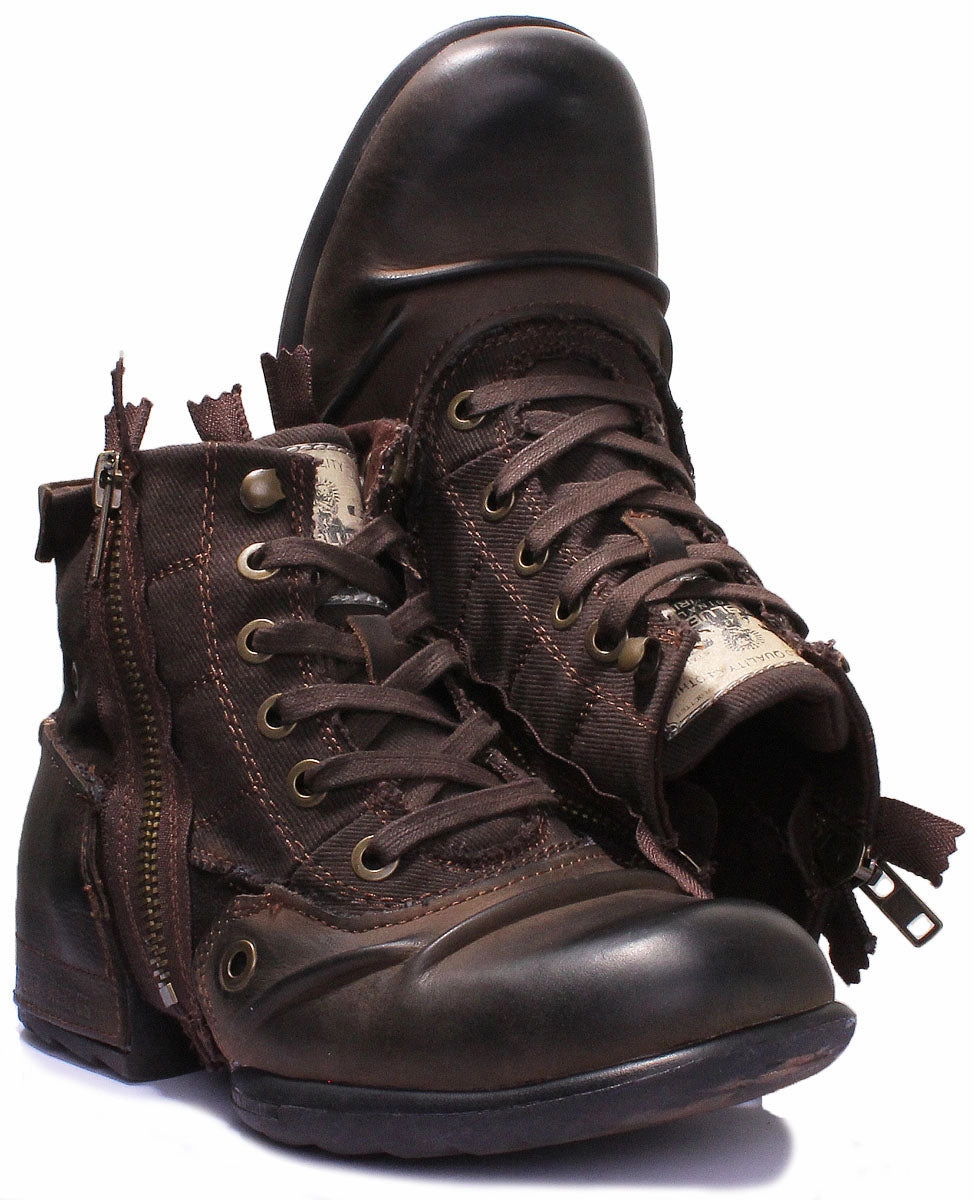 Replay Clutch Mens Biker Boot In Dark Brown Insulated Fit