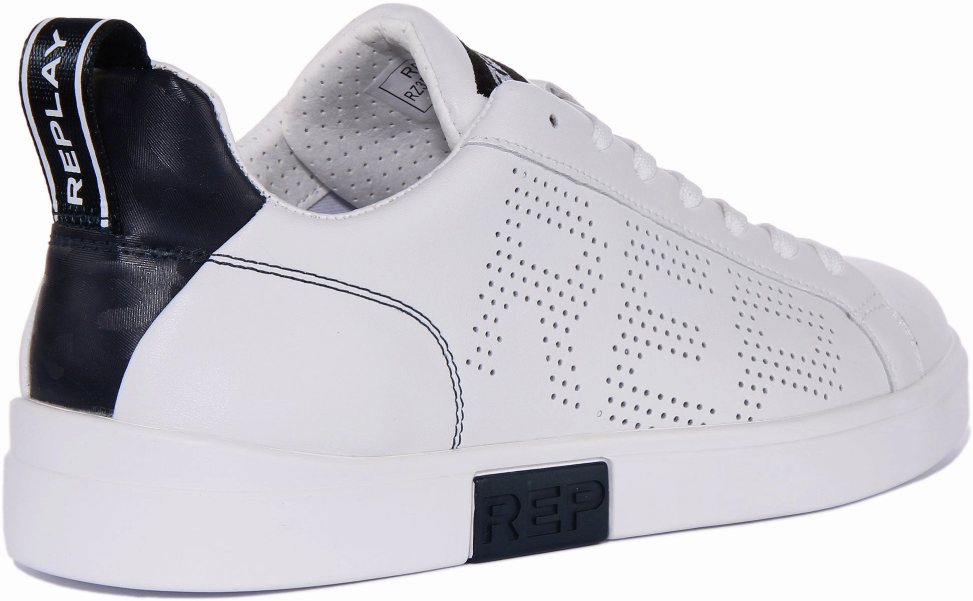 Replay Polaris Perf In White Navy For Men Flex groove