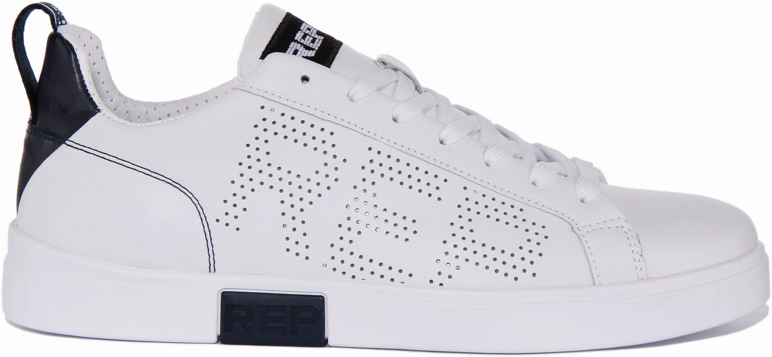 Replay Polaris Perf In White Navy For Men Flex groove