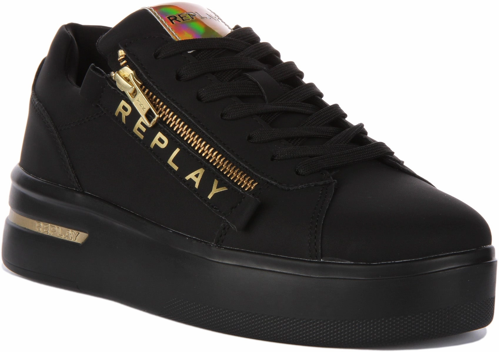 Soft Knee friendly Replay University Zip In Black Gold For Women