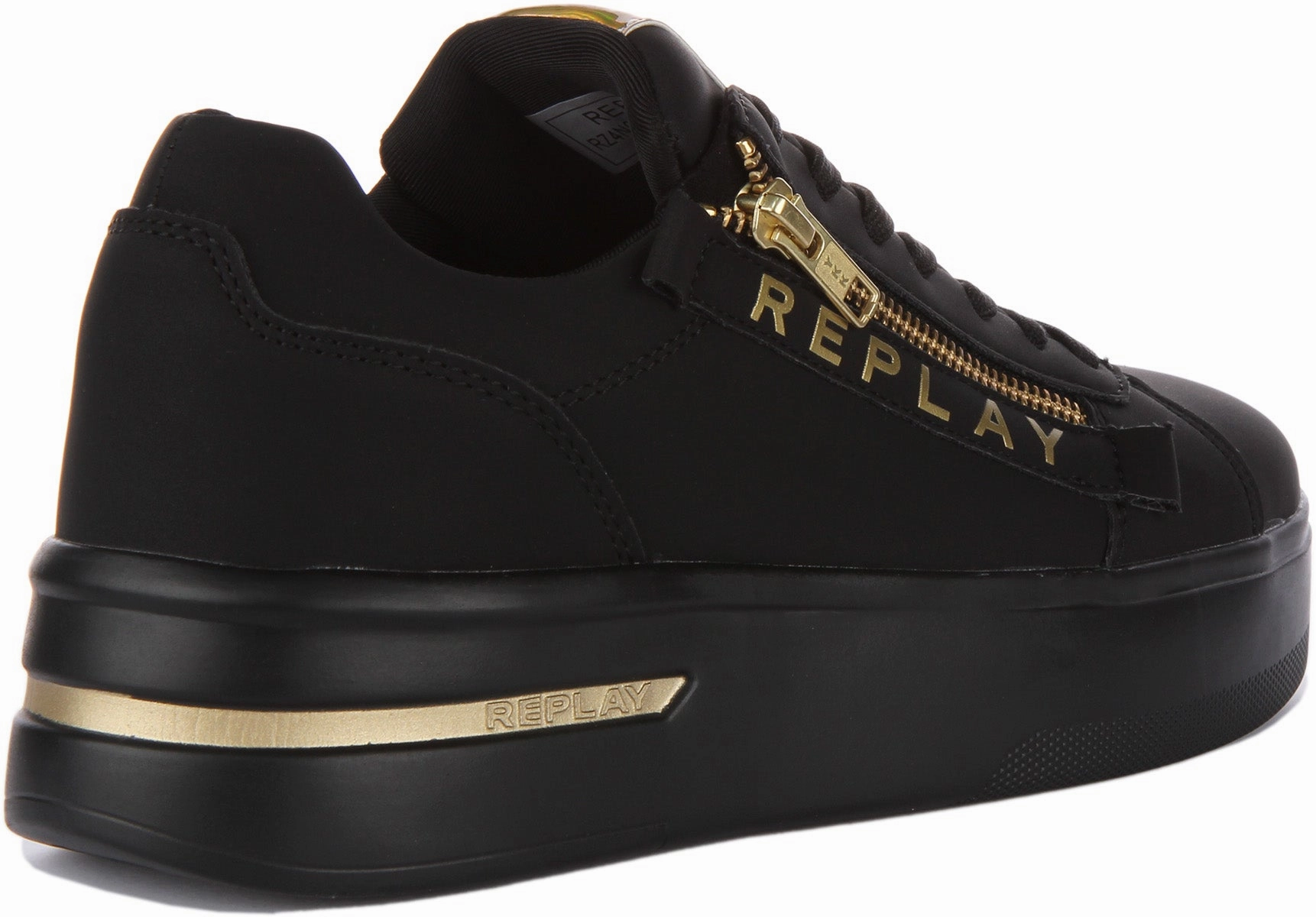 Replay University Zip In Black Gold For Women Midsole Support