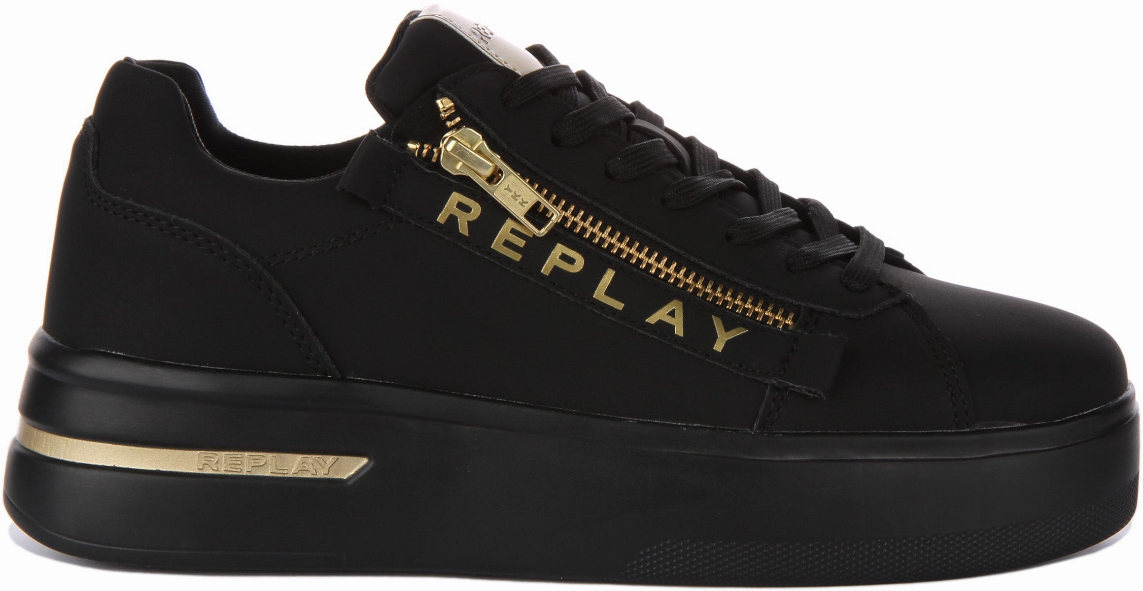 Replay University Zip In Black Gold For Women Midsole Support