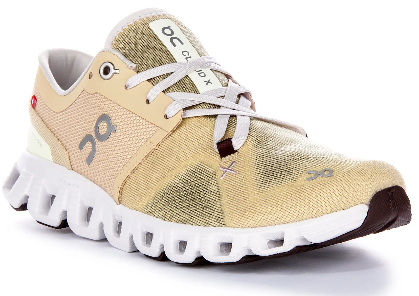 On Running Cloud X 3 In Sand For Women Upper overlay adds light structure and containment Quick Move