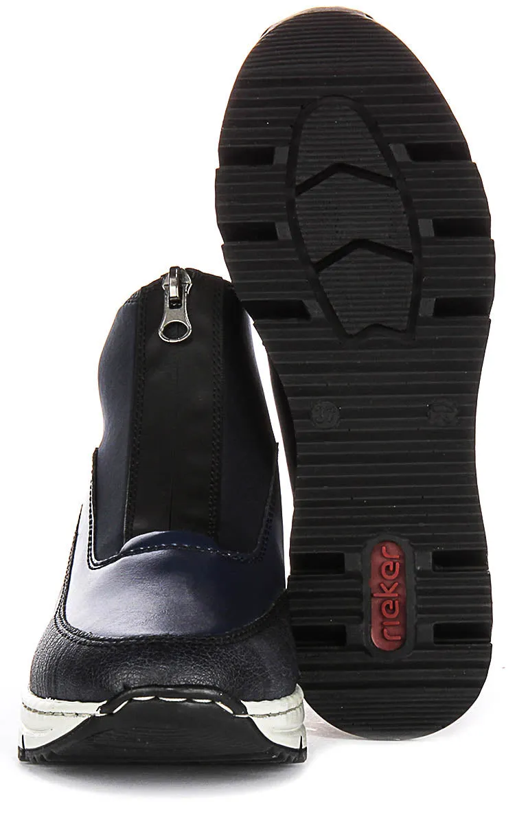 Rieker N6352-00 In Blue For Women Elastic Lacing