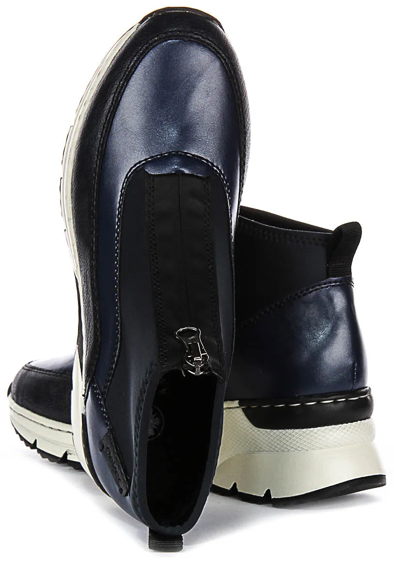 Rieker N6352-00 In Blue For Women Elastic Lacing