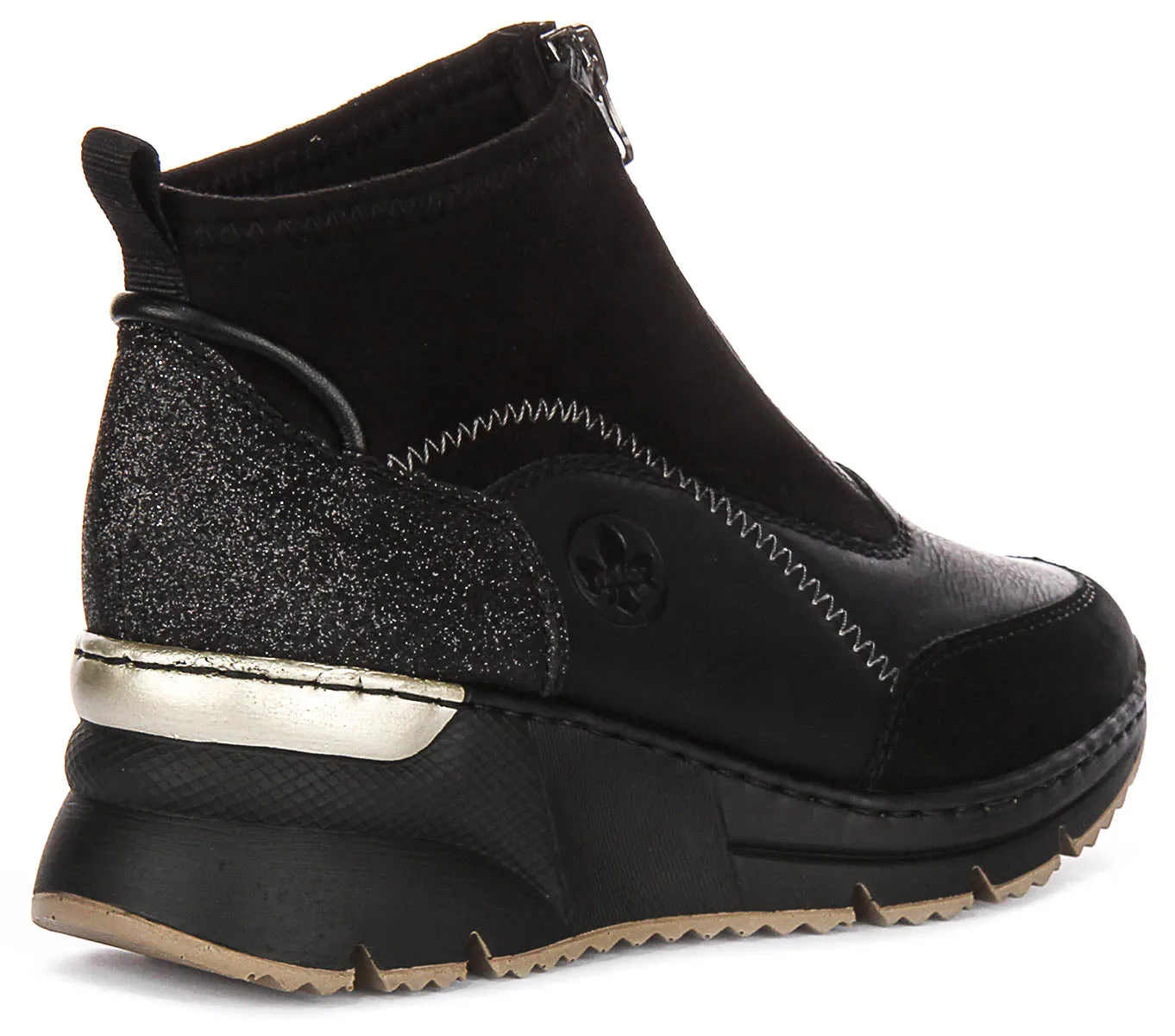 Rieker N6361-00 Zip Boots In Black For Women Flexible Outsole