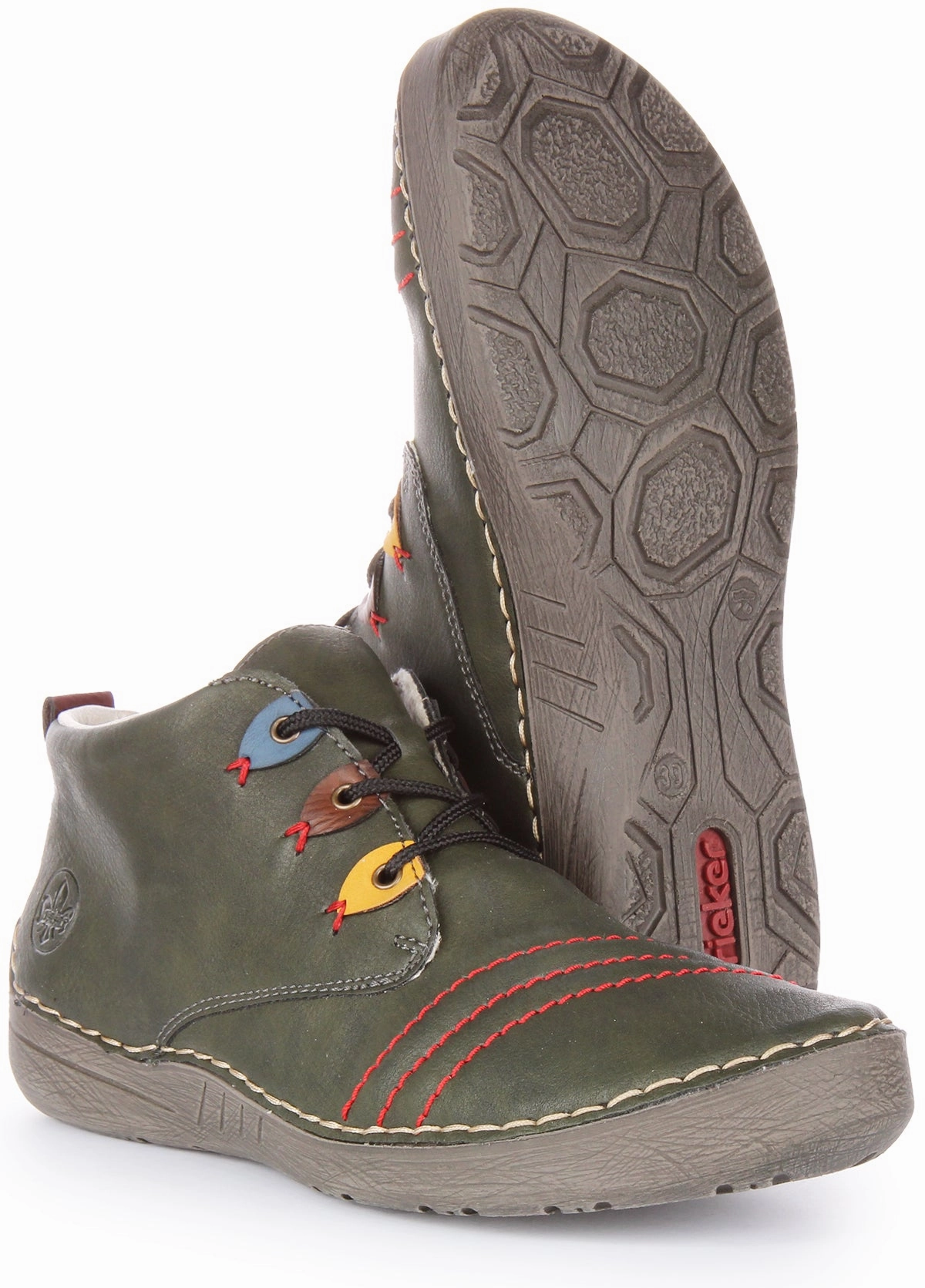 Rieker 52509-54 Ankle Boots In Green For Women Outdoor Ruggedness
