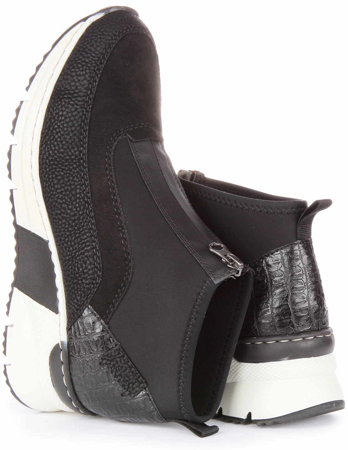 Rieker N6352-00 In Black Zip Up Trainer For Women Adaptive Base