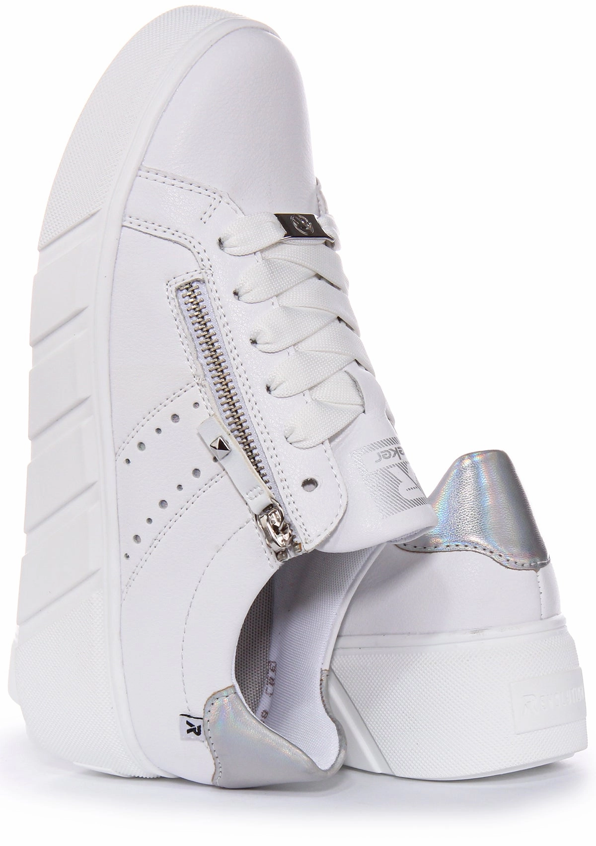 Rieker W0505-80 Trainer In White Silver For Women Heat resistant