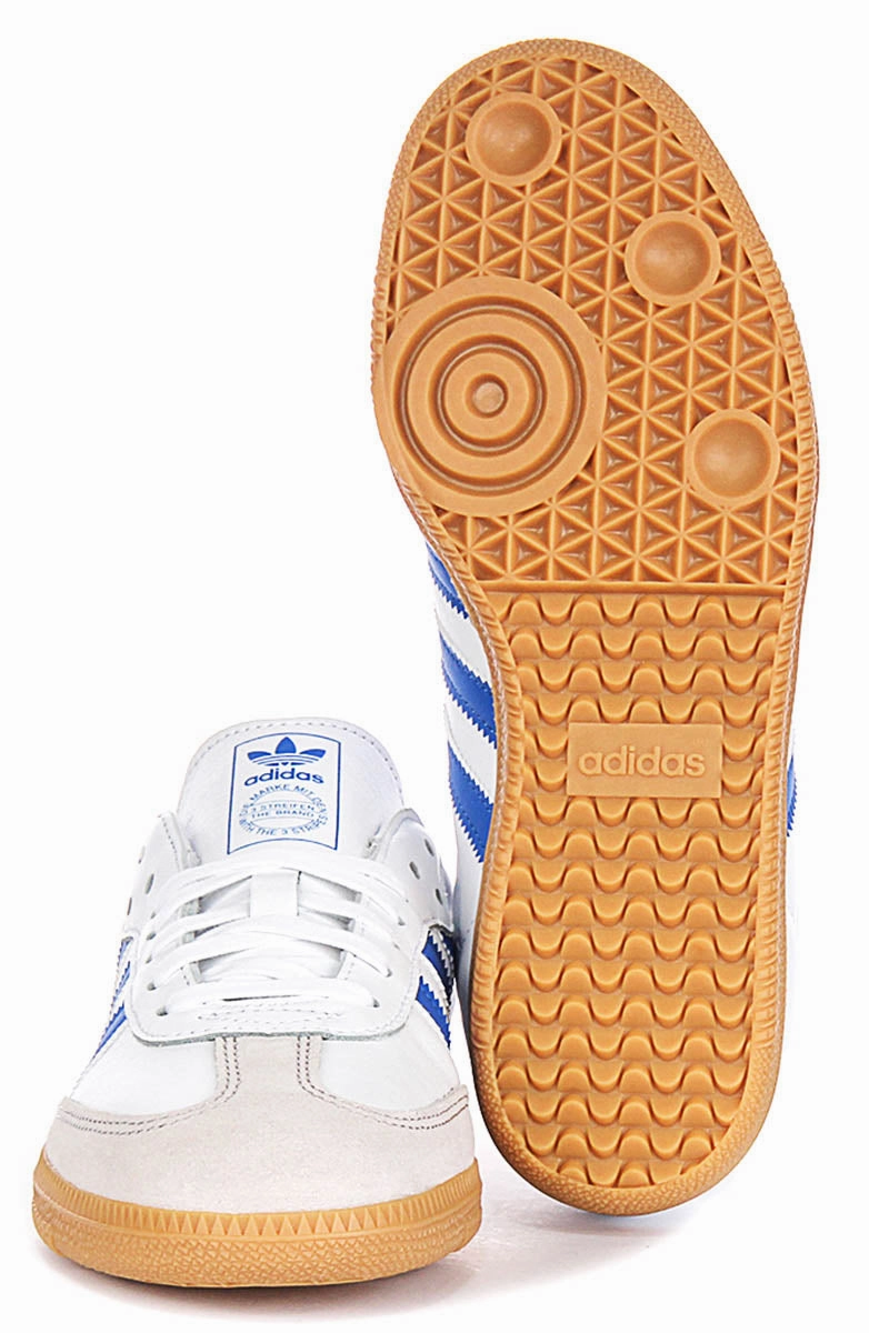 Road - Appropriate Feature Set Adidas Samba OG In White Blue For Youth