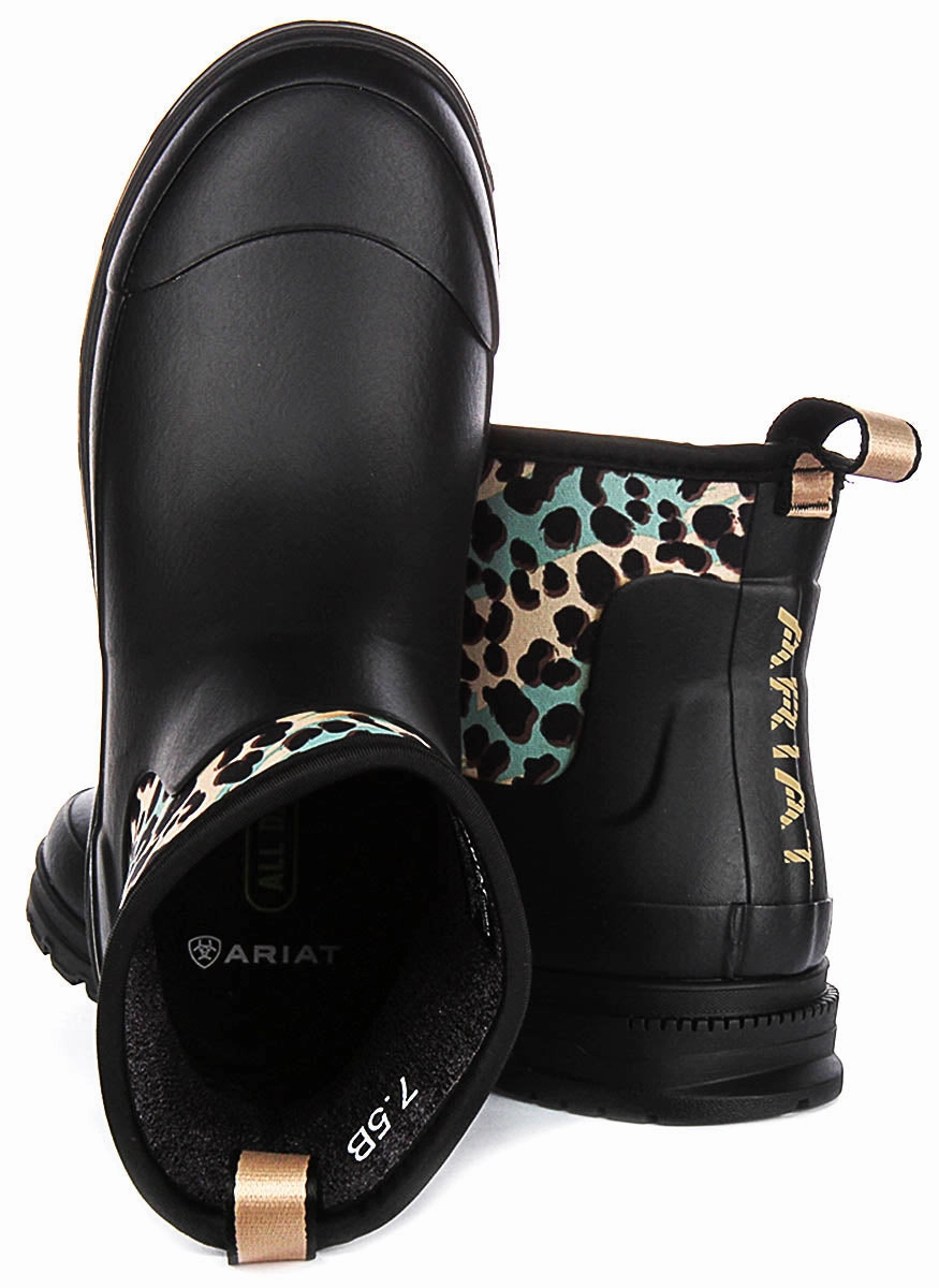 Rugged Adventure Gear Ariat Kelmarsh Shorti In Black Multicolour Leopard For Women