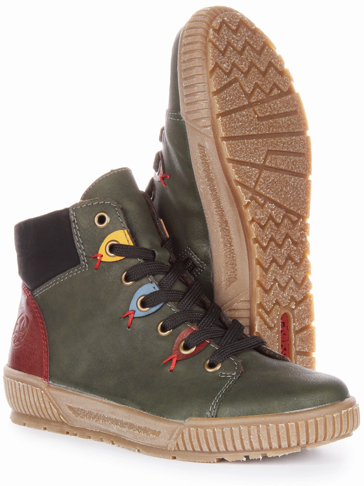 Rugged Terrain Boots Gear Max Rieker N0711-54 In Green Multi For Women