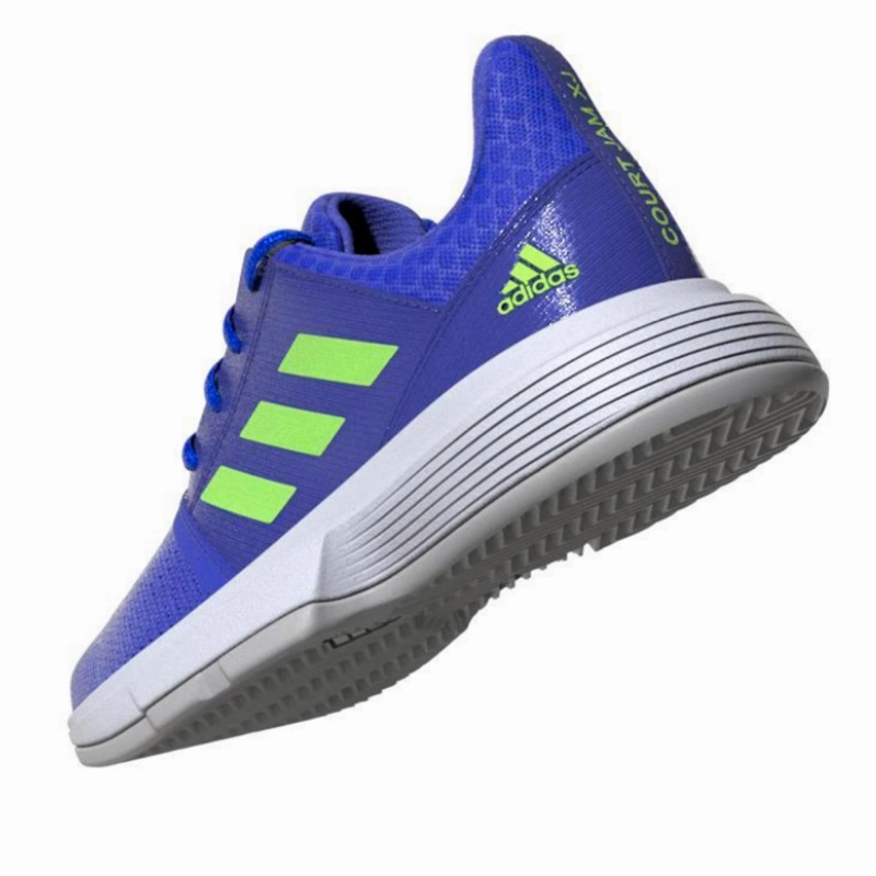 Running Balance Adidas Court Jam XJ  Tennis Shoes - Sonic Ink/Signal Green/White