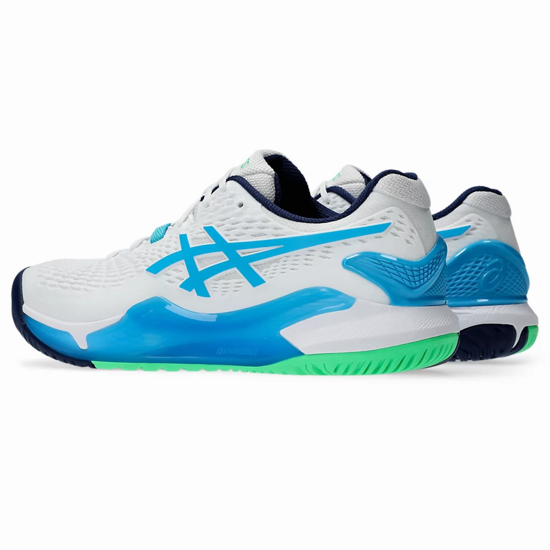 Running Cool-Down Asics Gel-Resolution 9 Men Tennis Shoes - White/Digital Aqua