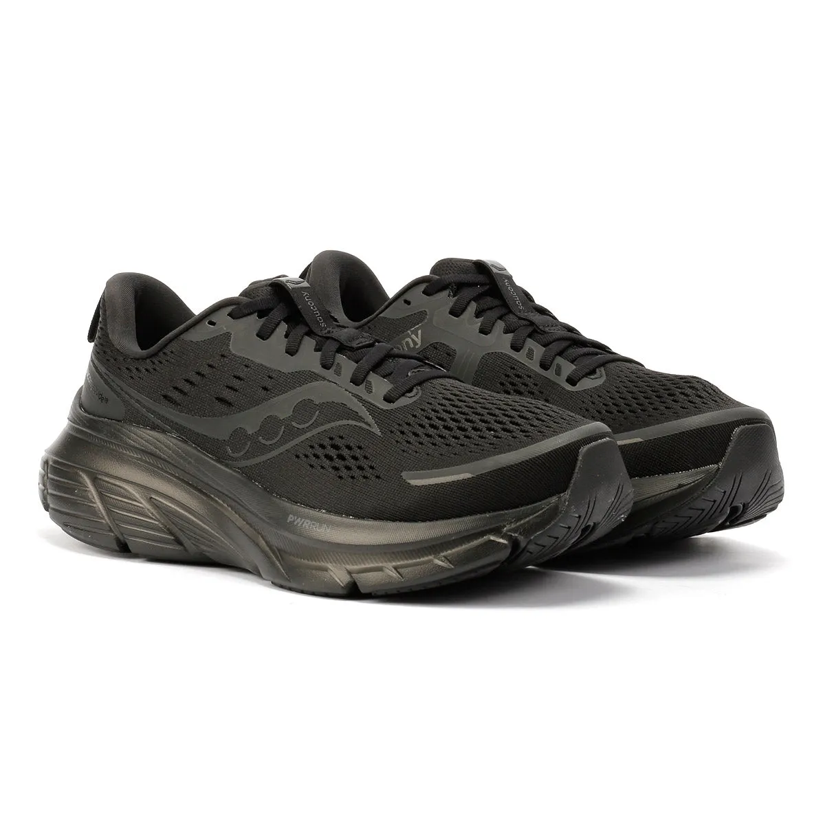 Ankle Ease Interior fit hugs the foot with balanced pressure Saucony Guide 18 Men's Triple Black Trainers
