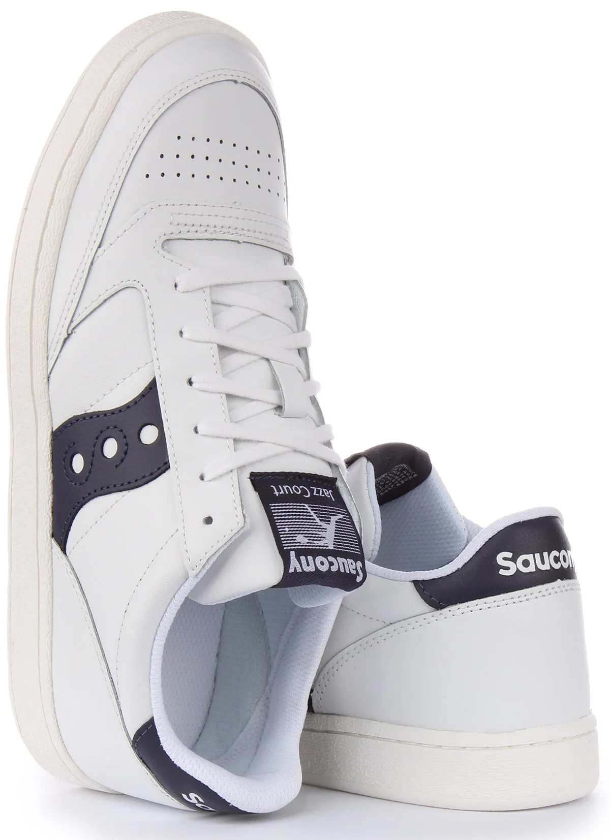 Saucony Jazz Court In White Navy Run Inspired