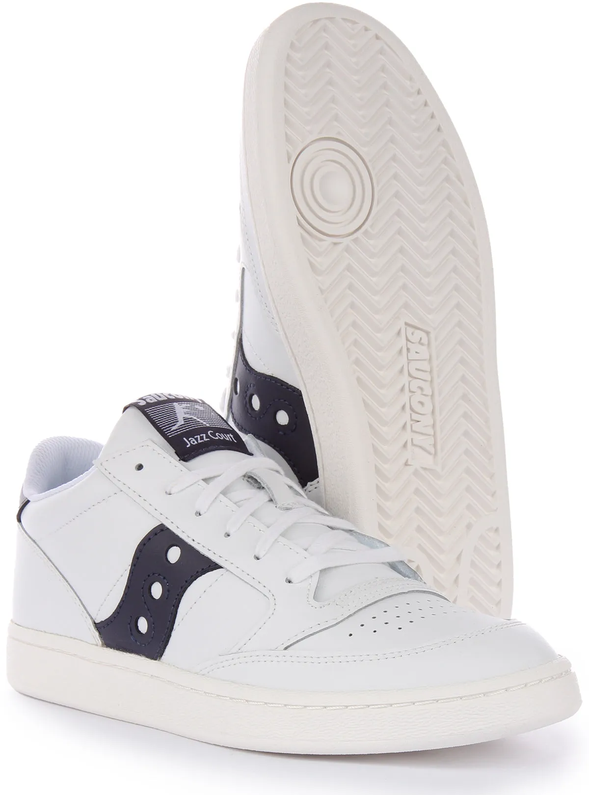 Saucony Jazz Court In White Navy Run Inspired