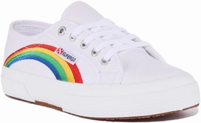 Superga 2750 Cotu In White Rainbow Shock Ease Ergonomic shaping guides efficient movement patterns