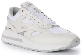 Boss Kurt Runner In White Grey For Men Workout Move Upper blend adapts to a wide range of foot shapes