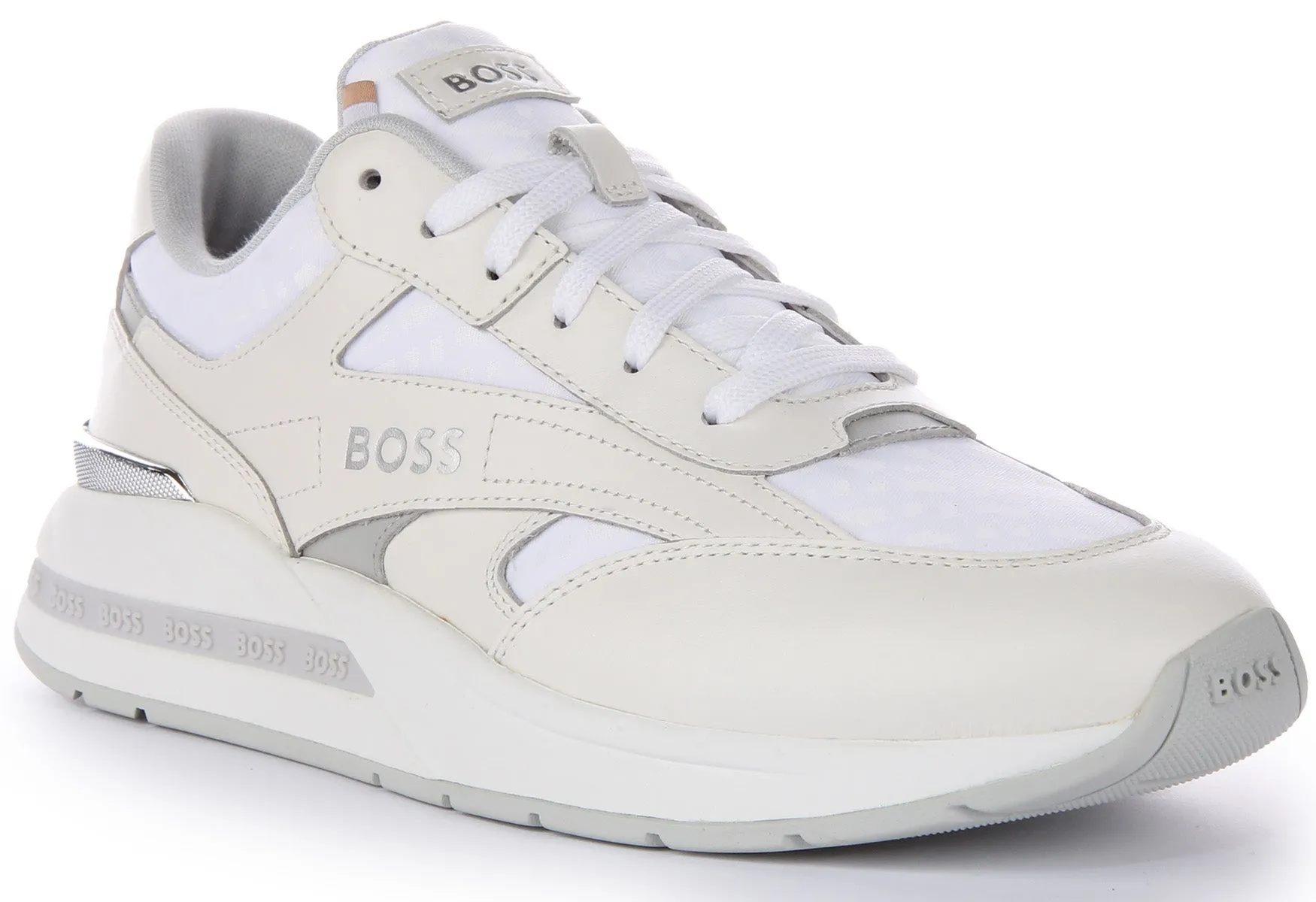 Boss Kurt Runner In White Grey For Men Workout Move Upper blend adapts to a wide range of foot shapes