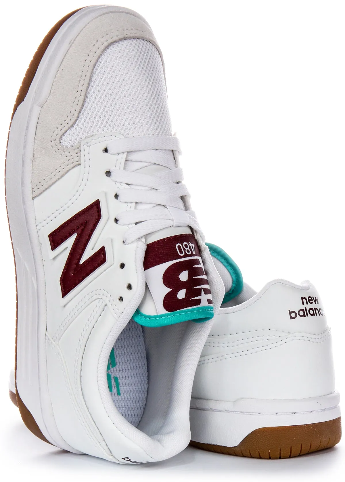 Seamless lining New Balance BB 480 LFT In White Burgundy