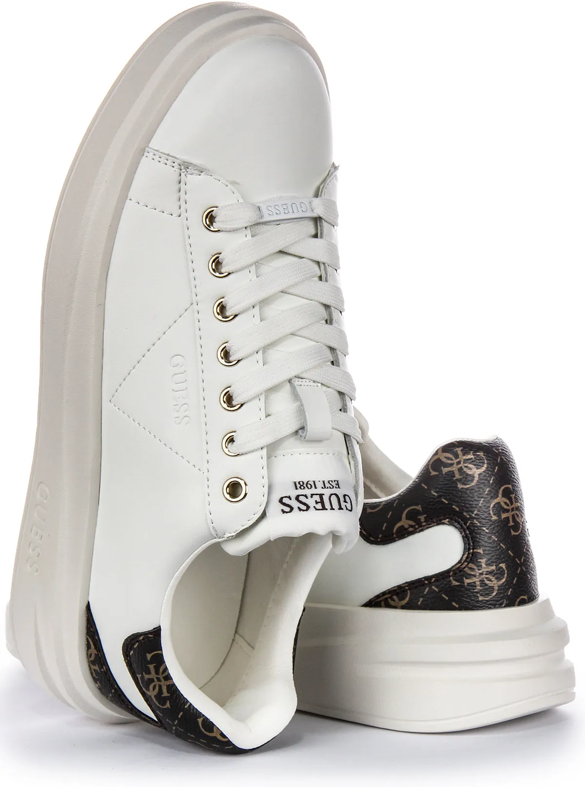 Secure lockdown Guess Elbina In White Brown For Women