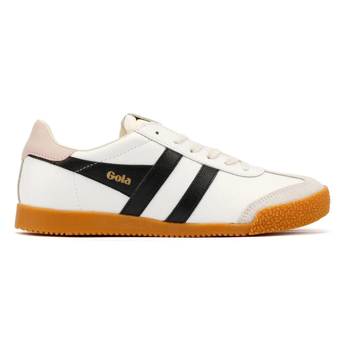 Shock Resistant Gola Elan Leather Women's White/Black/Chalk Pink Trainers