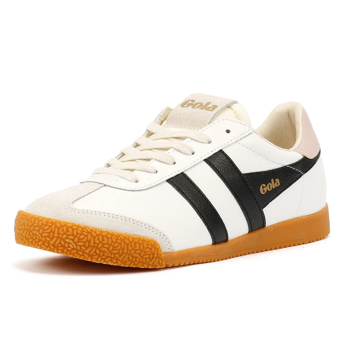 Shock Resistant Gola Elan Leather Women's White/Black/Chalk Pink Trainers
