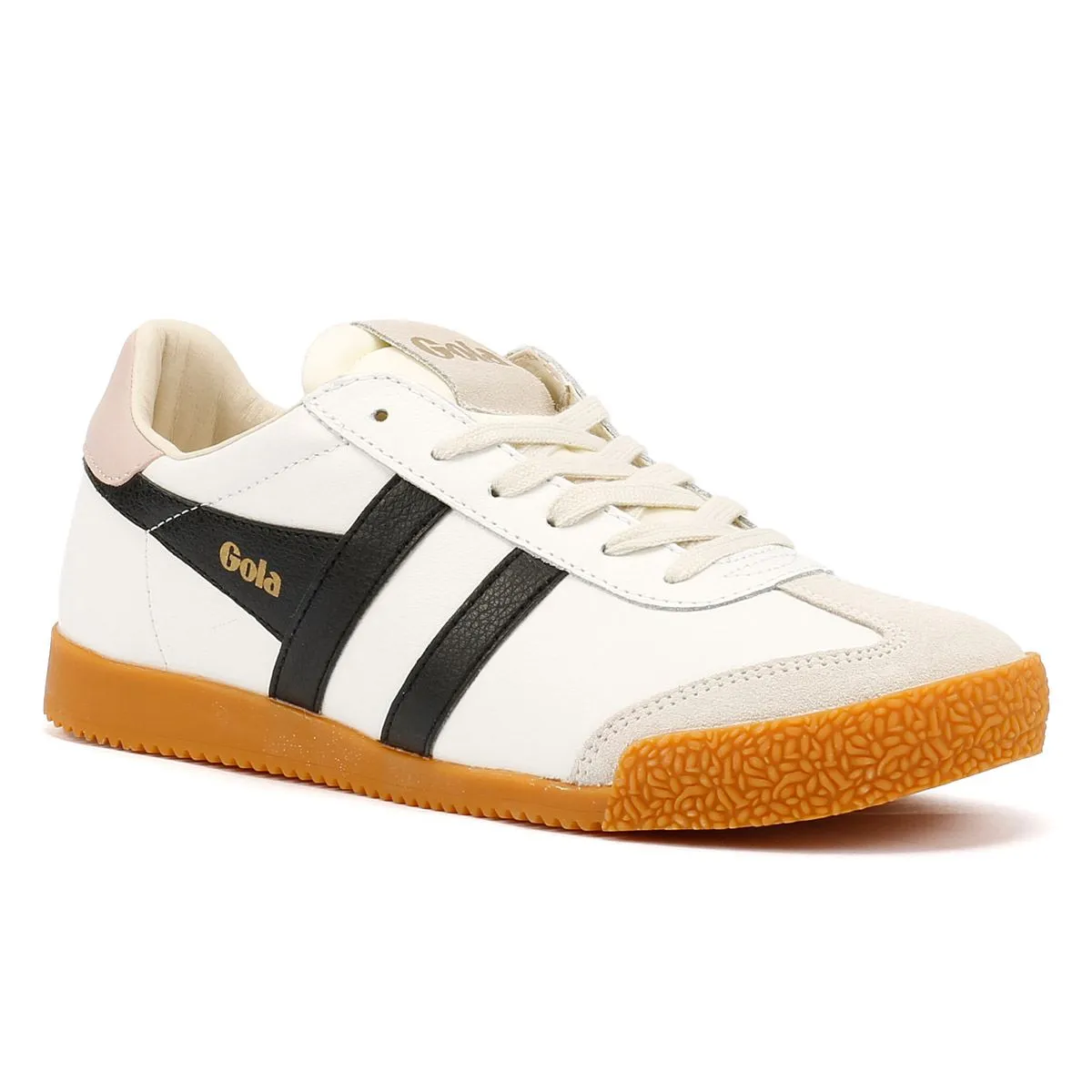 Shock Resistant Gola Elan Leather Women's White/Black/Chalk Pink Trainers