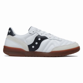 Saucony 586i Leather Shoes - White/Black Comfort - Padding casual sneakers