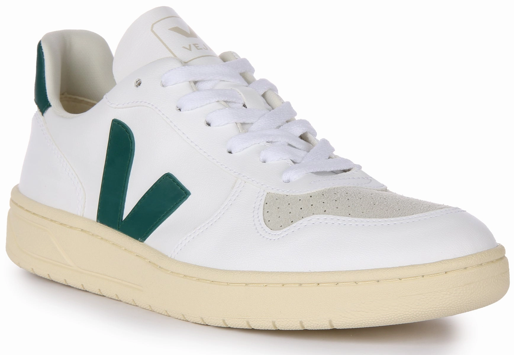 Tight Closure Veja V 10 CWL In White Green For Men