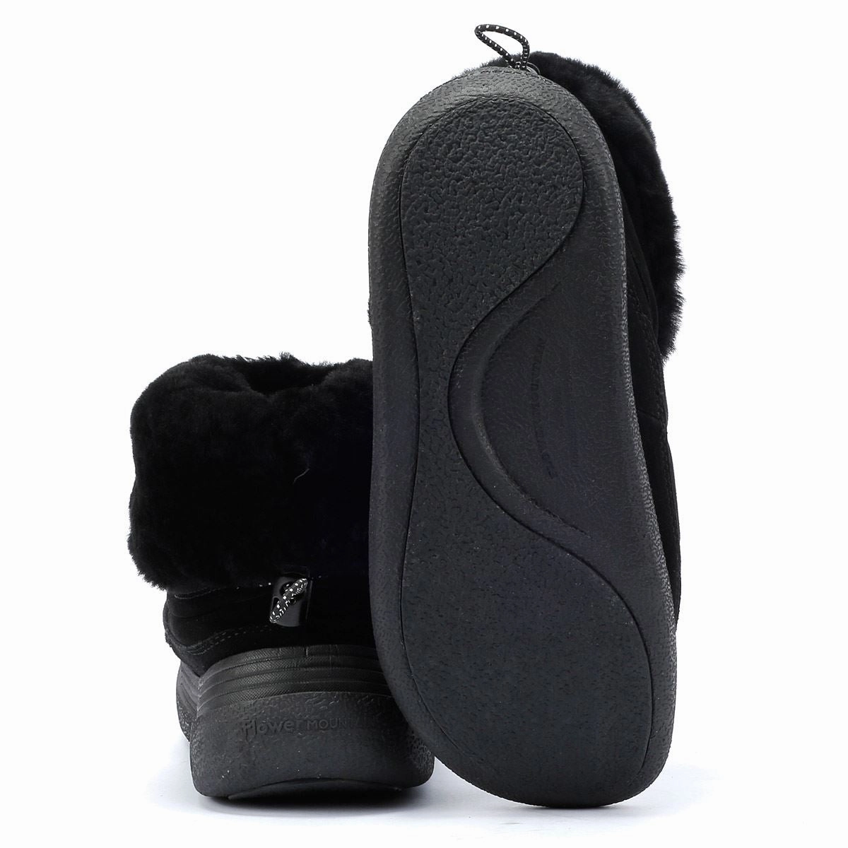 Short Bootie Flower Mountain Fami Mid Suede Women's Black Boots