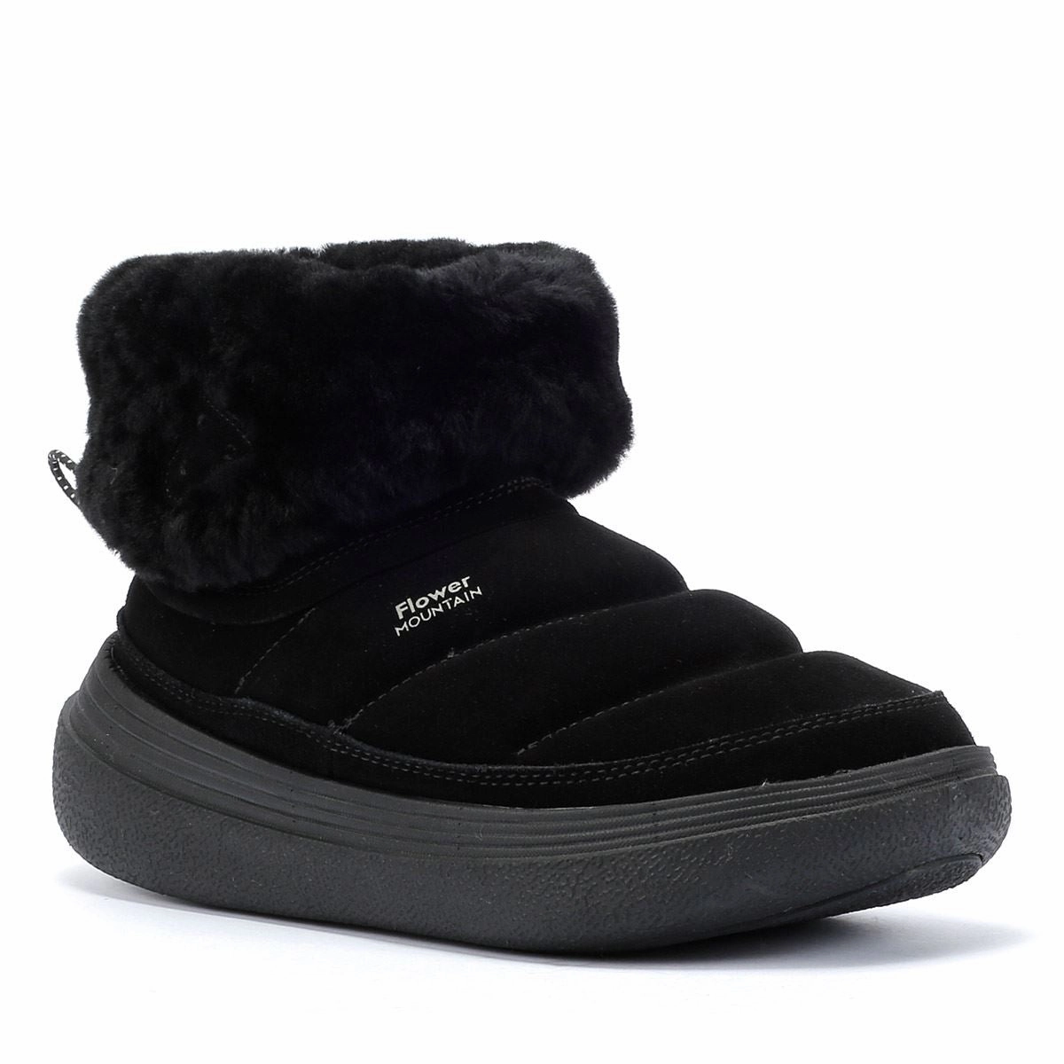 Short Bootie Flower Mountain Fami Mid Suede Women's Black Boots