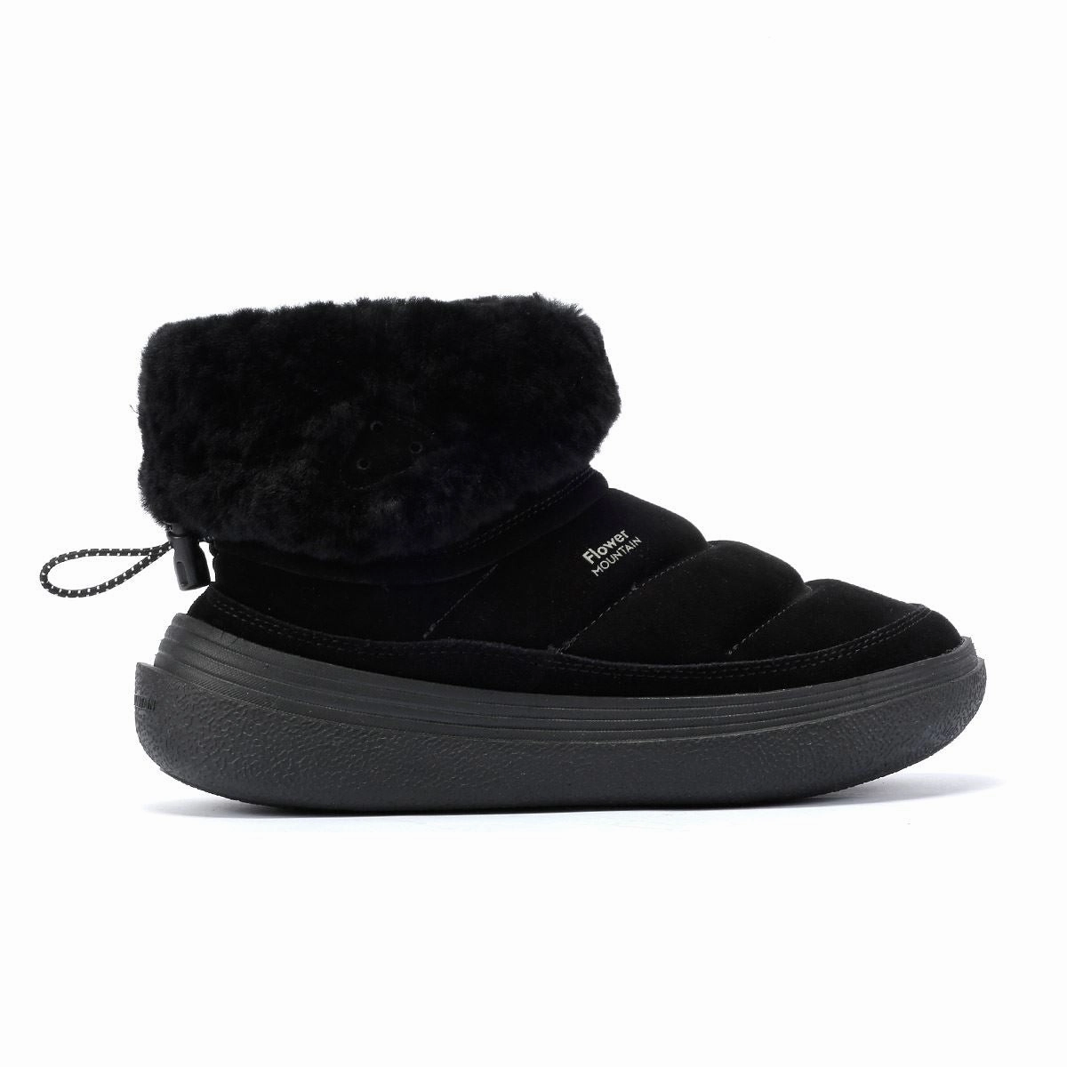 Short Bootie Flower Mountain Fami Mid Suede Women's Black Boots