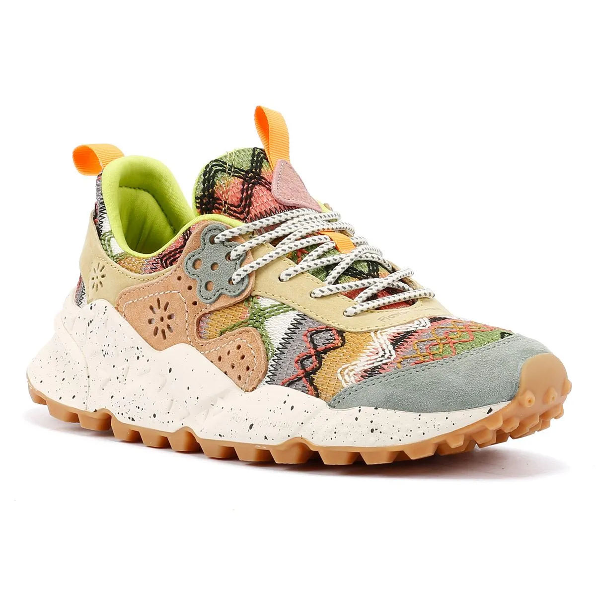 Simple Flower Mountain Kotetsu Knit Women's Green Aztec Trainers