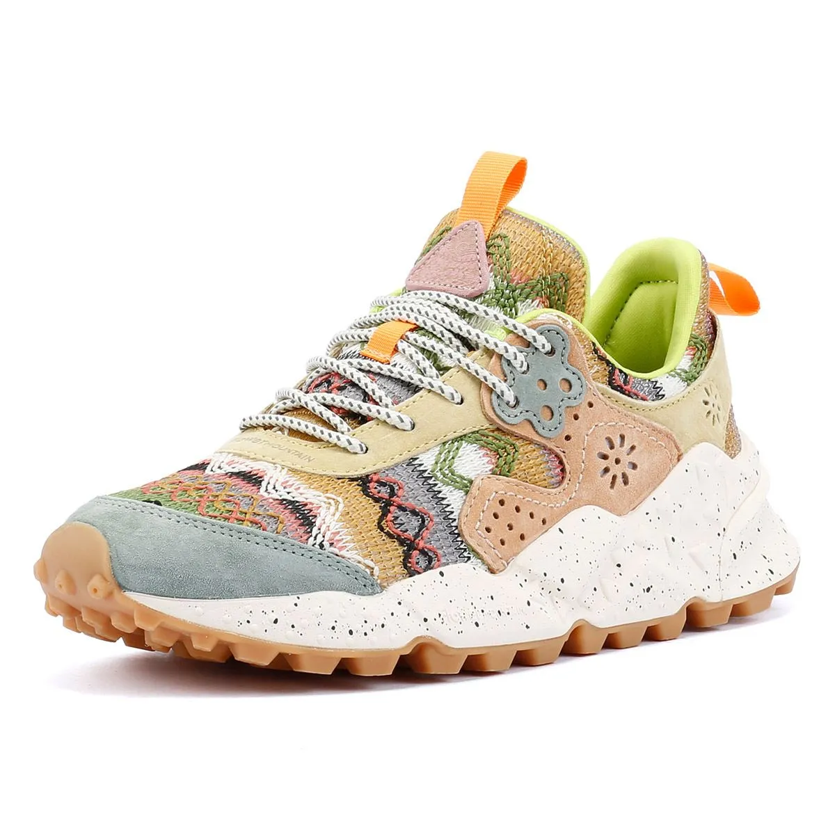 Simple Flower Mountain Kotetsu Knit Women's Green Aztec Trainers