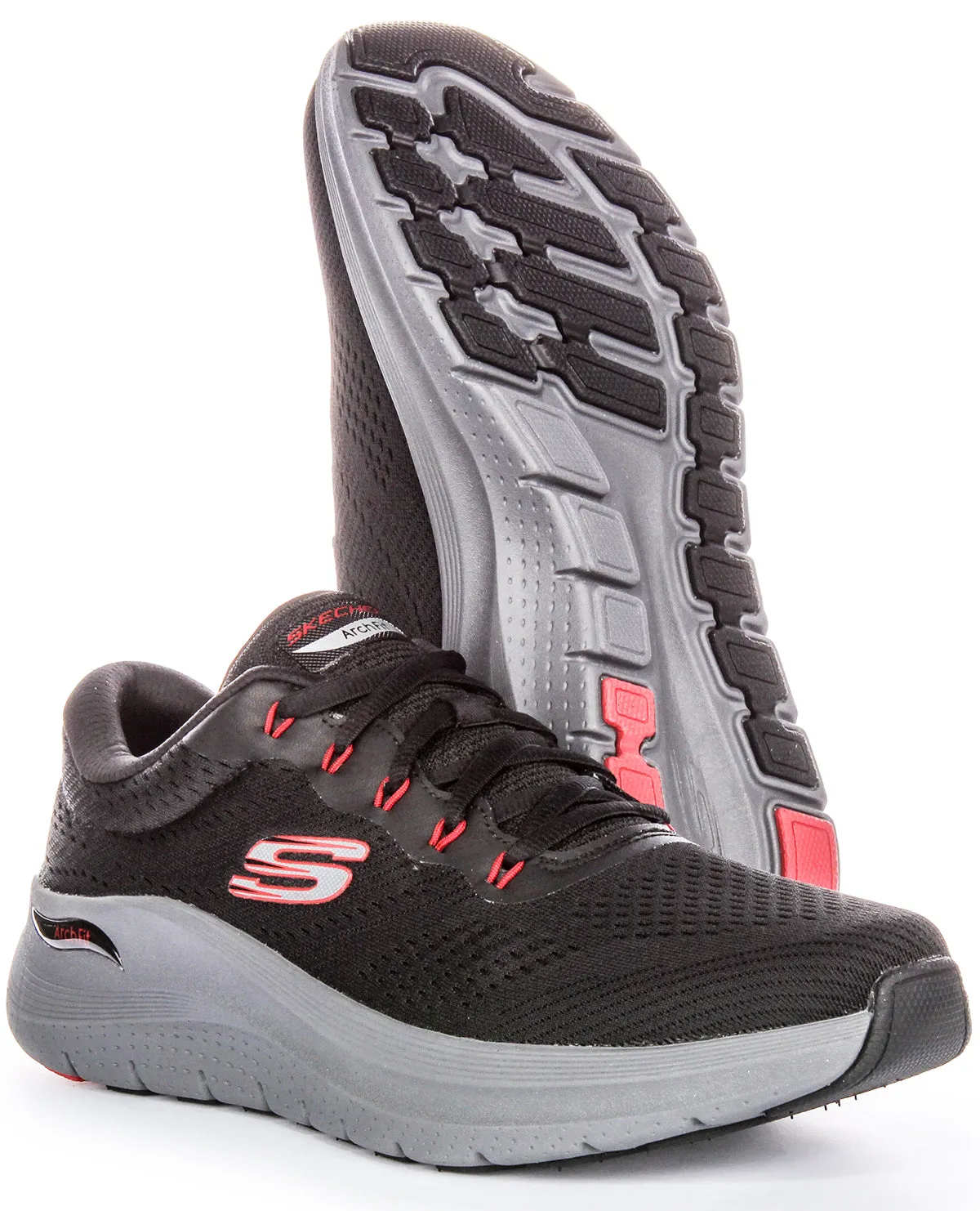Skechers Arch Fit 2.0 Trainer In Black Red For Men resistant