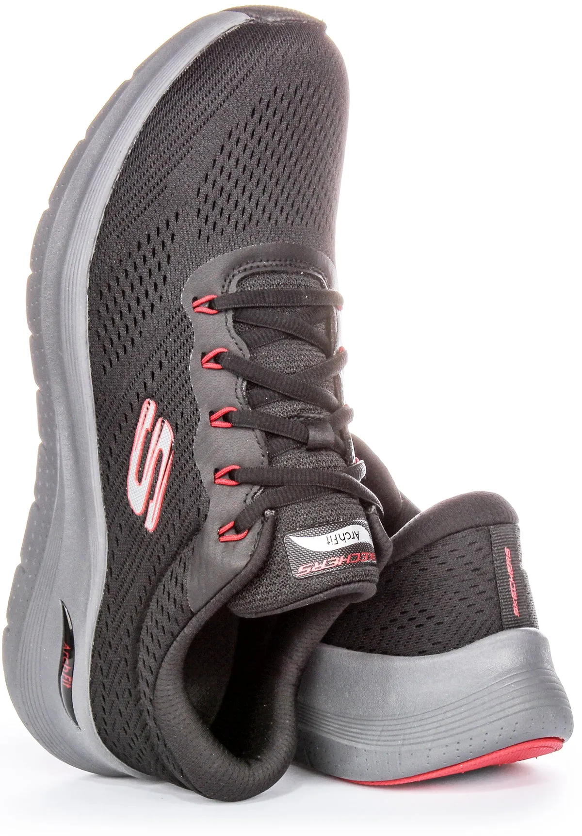 Skechers Arch Fit 2.0 Trainer In Black Red For Men resistant